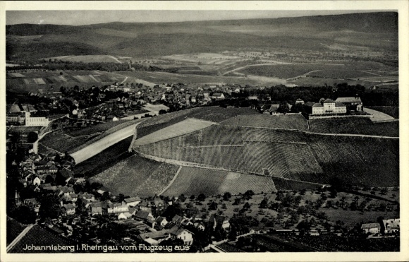 Postcard Johannisberg Geisenheim am Rhein Hessen, aerial photograph