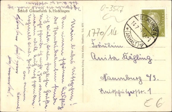 Postcard Gänsefurth Hecklingen in the Salzlandkreis, view of the castle