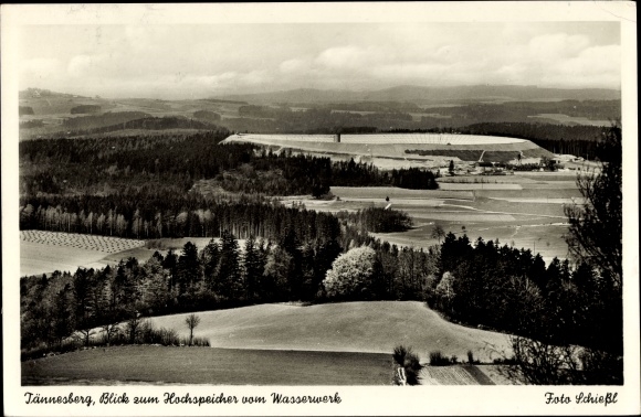 Postcard Tännesberg in the Upper Palatinate, view of the high storage tank from the waterworks