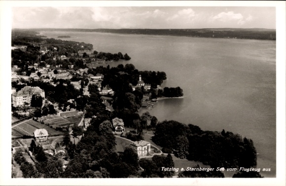 Postcard Tutzing on Lake Starnberg Upper Bavaria, aerial photograph
