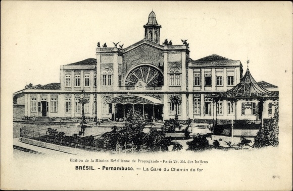 Ansichtkaart Pernambuco Brazilië, La Gare du Chemin de fer