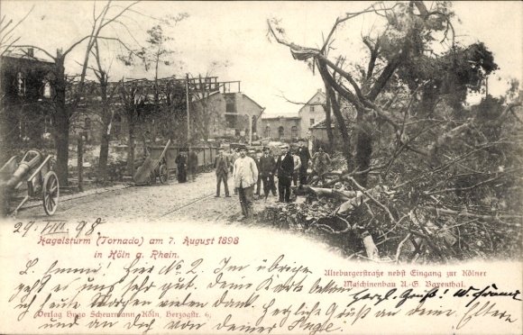 PC Cologne, destruction after hailstorm August 7, 1898, tornado, Alteburgerstraße