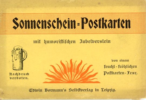 Set ansichtkaarten in enveloppen, zonneschijn met humoristische uitspraken