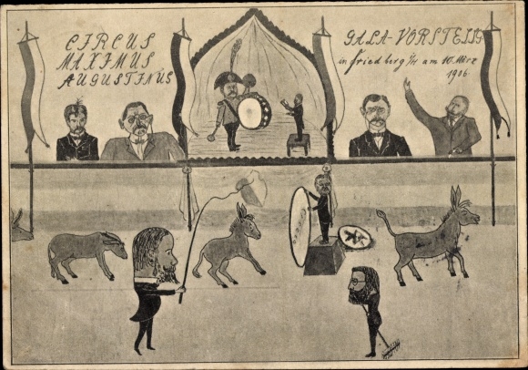 Studentika Postcard Circus Maximus Augustinus, Friedberg Hesse, March 10, 1906