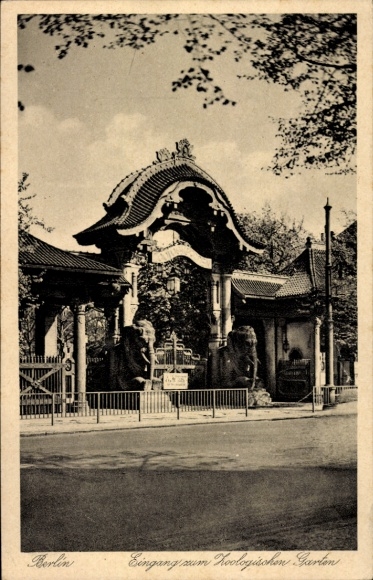 Ak Berlin Tiergarten, Zoologischer Garten, Eingangstor, Elefantenportal