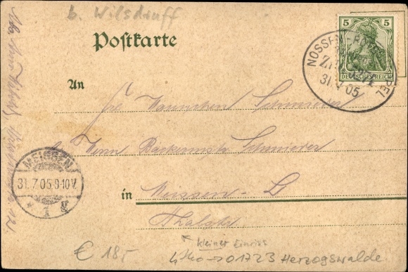 Chromo-Litho Herzogswalde Wilsdruff in Saxony, inheritance court inn, castle