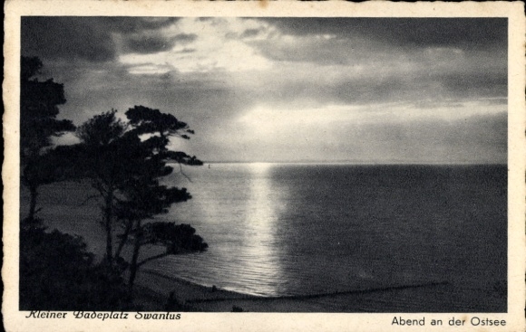 Postcard Swantuss Świętouść Pomerania, evening on the Baltic Sea