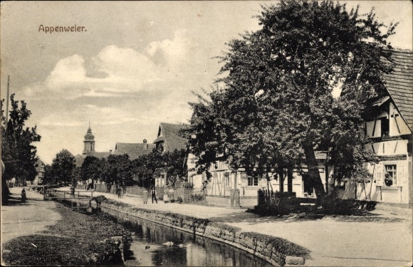 Postcard Appenweier in Baden Black Forest, street area on the canal