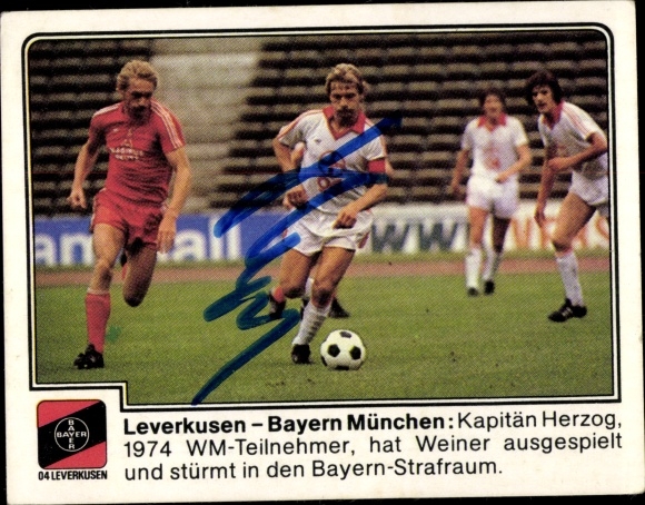 Obraz kolekcjonerski piłka nożna 1980, zdjęcie nr 212, Leverkuse-Bayern Monachium, kapitan książę