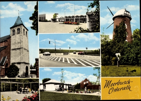 PC Osterath Meerbusch in the Rheinkreis Neuss, windmill, church, town views