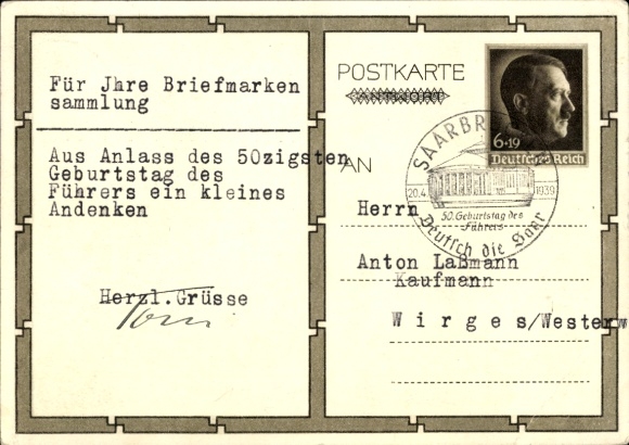 Postal stationery Postcard Führer and Reich Chancellor Adolf Hitler, well-wishers, BDM