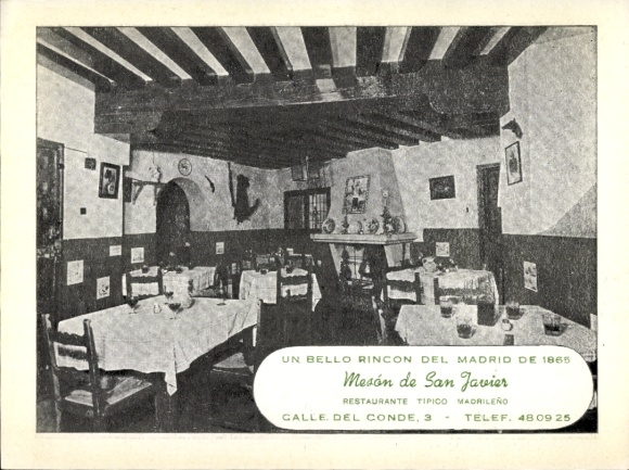 Postcard San Javier Murcia city Spain, view into the cafe, street map on the back