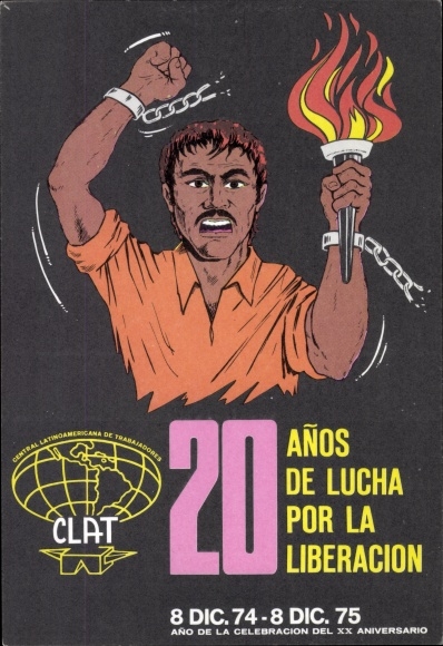 Postcard 20 Años de Lucha por la Liberación, CLAT, Central Latinoamericana de Trabajadores