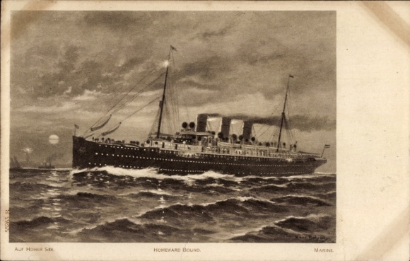 Künstler Ak Bohrdt, Hans, Dampfschiff auf hoher See, Homeward bound, Marine