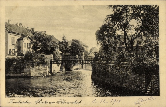 Postcard Zweibrücken Rhineland Palatinate, section at the Schwarzbach