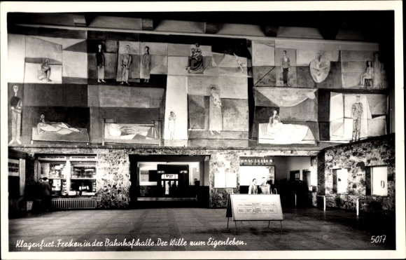 PC Klagenfurt am Wörthersee in Carinthia, frescoes in the station hall, the will to live independently