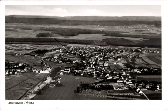 Postcard Ramstein Miesenbach in the Palatinate, aerial photograph