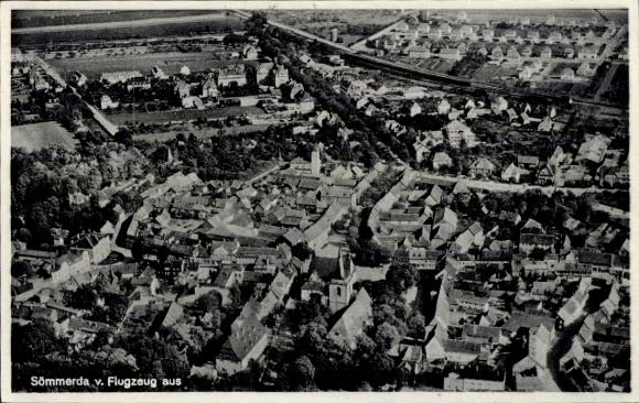 Postcard Sömmerda in Thuringia, aerial photograph