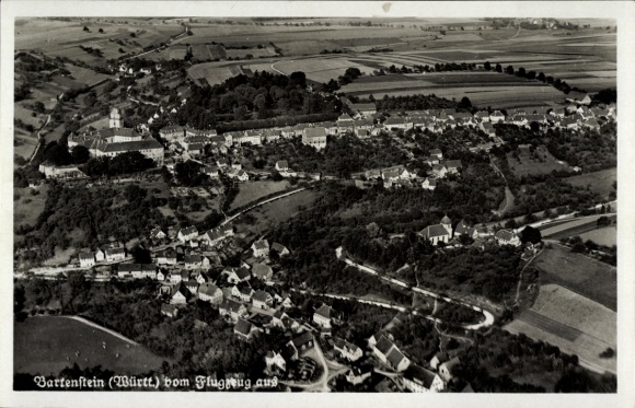 Postcard Bartenstein Schrozberg in Württemberg, aerial photograph