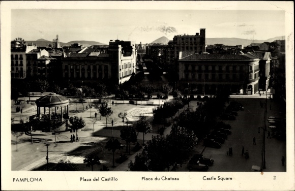 Postcard Pamplona Navarra, Plaza del Castillo