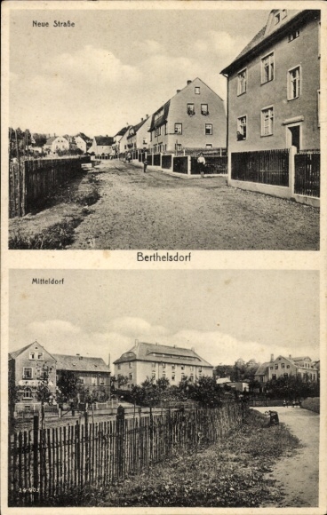 Postcard Berthelsdorf Liebstadt in the Ore Mountains, New Street, Mitteldorf