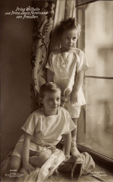 Postcard Prince Wilhelm of Prussia, Prince Louis Ferdinand, Child portrait