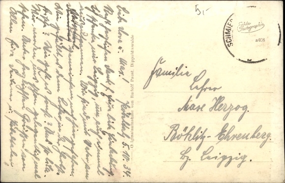 Postcard Niedermöbel Schmiedeberg in the Ore Mountains, panorama, partial view