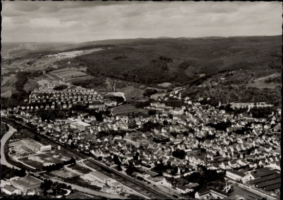 Postcard Reichenbach an der Fils Württemberg, aerial photograph