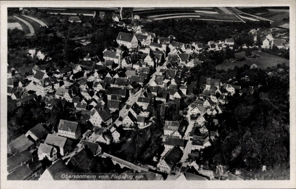 Postcard Obersontheim in Württemberg, aerial photograph