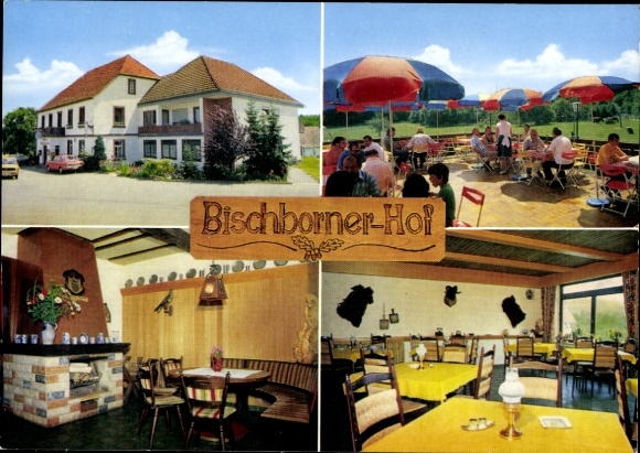 Postcard Bischbornerhof Bischborner Hof in the Spessart, Spessart tavern, terrace