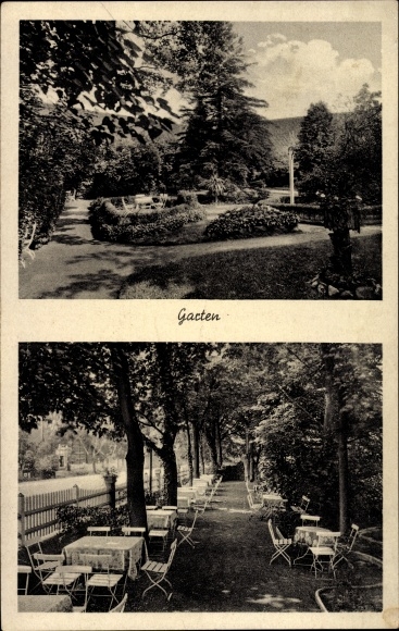 Postcard Schillerslage Burgdorf Lower Saxony, Gasthof Münstermann, garden area