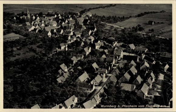 Postcard Wurmberg in Württemberg, aerial photograph