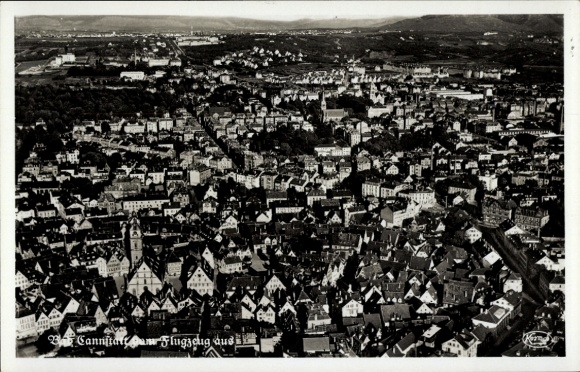 Postcard Bad Cannstatt Stuttgart in Württemberg, Rosenstein Castle, aerial photograph