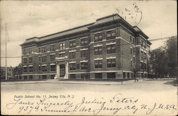 Ak Jersey City New Jersey USA, Openbare school nr. 11, gebouw, historisch