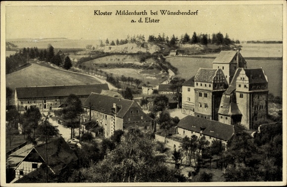 Ansichtkaart Mildenfurth Wensdorp op de Elster, klooster Mildenfurth