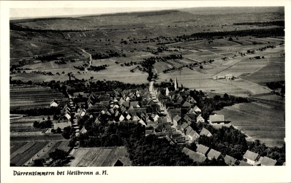 Postcard Dürrenzimmern Brackenheim an der Zaber Württemberg, aerial view of Dürrenzimmern, rural