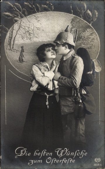 Ak Frohe Ostern, deutscher Soldat mit Frau