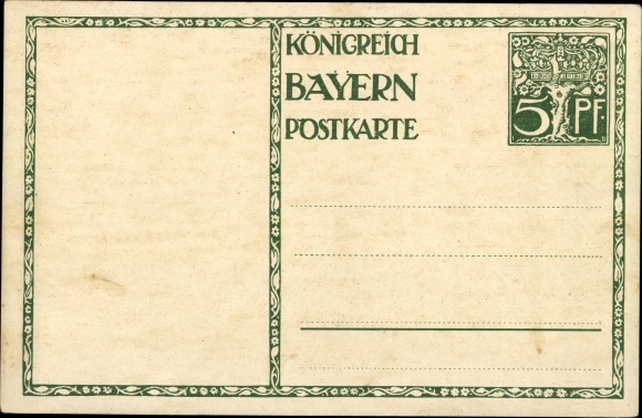 Postal stationery artist PC Diez, M., Prince Regent Luitpold of Bavaria 1911, 5 Pfennig