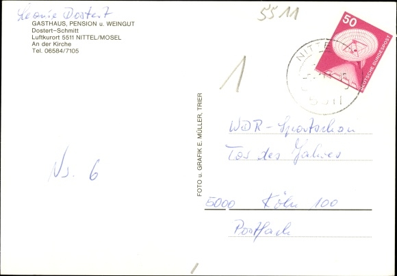Postcard Nittel an der Moselle, Inn Weingut Dostert-Schmitt an der Kirche