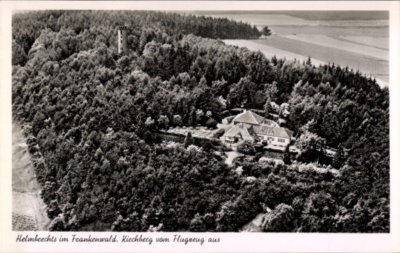 Postcard Helmbrechts in the district of Hof Upper Franconia, Kirchberg, aerial photograph