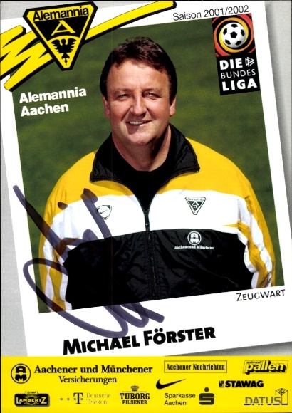 Autogrammkarte Zeugwart Michael Förster, Alemannia Aachen, Autogramm
