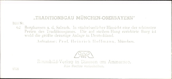 Stereo spatial image photo &quot;Traditionsgau Munich Oberbayern&quot; No. 62 Burghausen an der Salzach, Burg