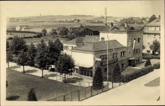 Postcard Glauchau in Saxony, sports park, partial view