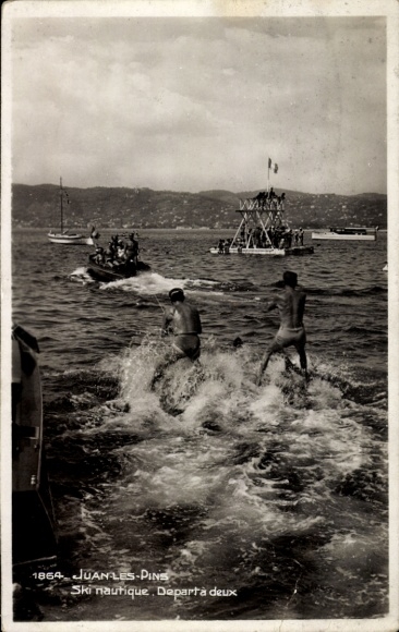 Postcard Juan les Pins Alpes Maritimes, water skiing, water sports