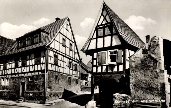 Postcard Kornwestheim in Württemberg, half-timbered houses, old blacksmith shop