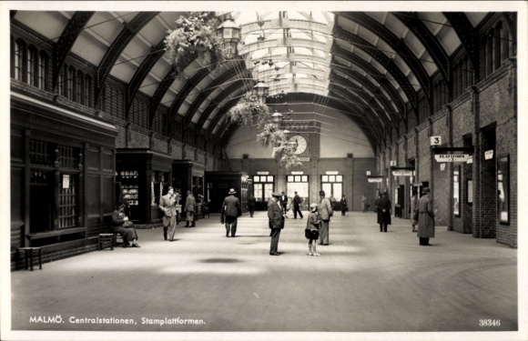 Postcard Malmö Sweden, Central Station, Halle