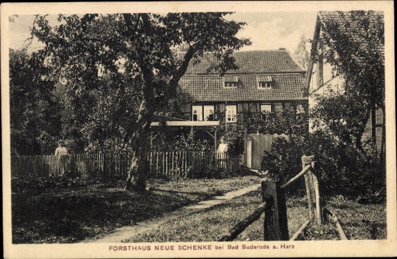 Postcard Bad Suderode Quedlinburg in the Harz Mountains, Forsthaus Neue Schenke, Bad Suderode am Harz, , Garden