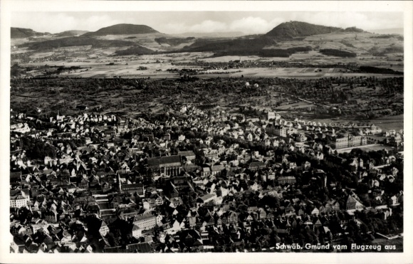 Postcard Schwäbisch Gmünd in Württemberg, aerial photograph