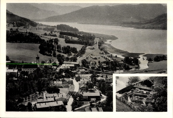 Postcard Gmund am Tegernsee Upper Bavaria, Louisenthal, Pension Dorn, aerial photograph