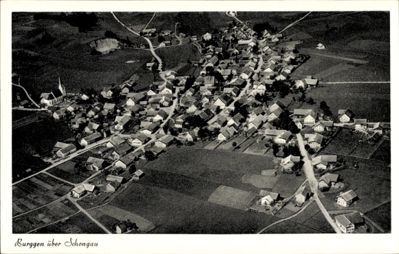 Postcard Burggen in Upper Bavaria, aerial photograph